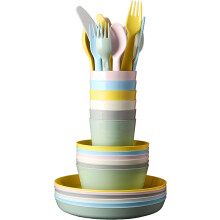 Ikea Kalas BPA Free Plastic Kids Tableware Set - Bowl, Plate, Cup and Cutlery - Pastel Colours