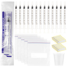 50Pcs 1ml Colostrum Syringes With Caps, Colostrum Collector Kit with 30ml Measuring Cup, 5 Storage Bag and 50 Stickers, for Refilling, Measuring Liqu