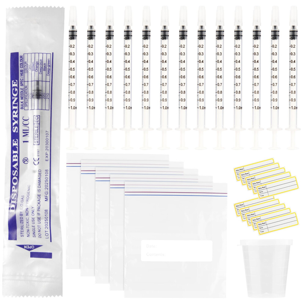50Pcs 1Ml Colostrum Syringes With Caps, Colostrum Sandiyago