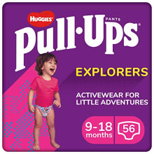 Huggies Pull-Ups, Explorers for Girls, 9-18 Months - Size 4-5 Pull Up Nappies (48