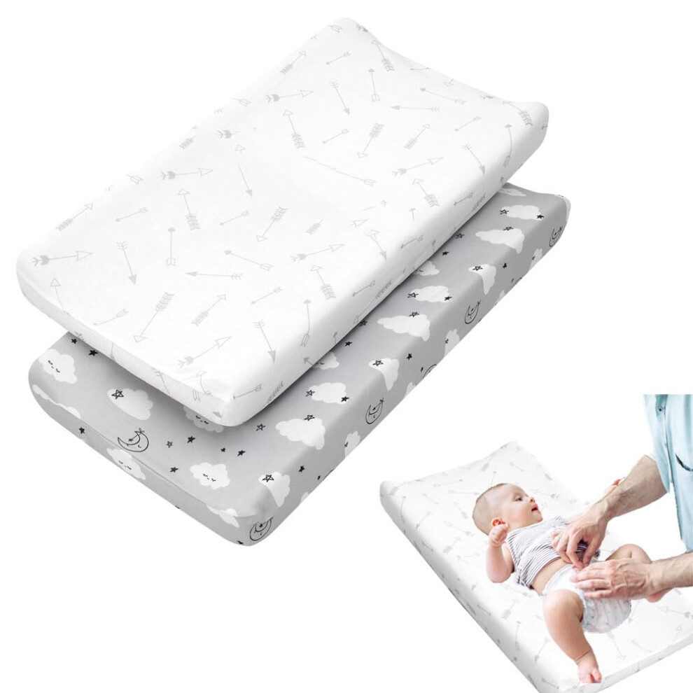 2 Pcs Changing Pad Cover Jersey Knit Cotton Baby Diaper Soft Changing Pad Oaygat