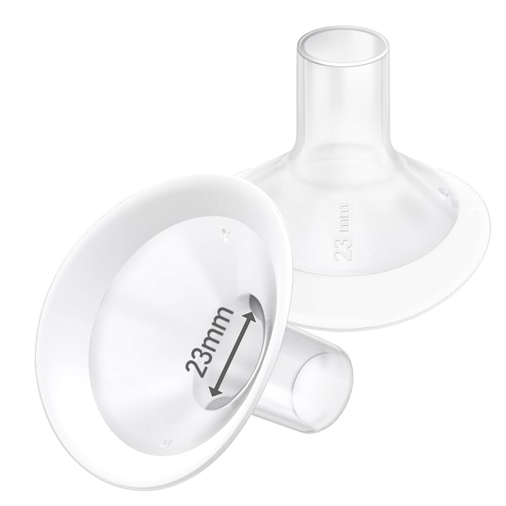 2Pcs 23Mm Soft Flanges, 106 Degree Wider Opening Angle With Soft Rim Shield For Medela Breast Pump, Personalfit, Freestyle, Maxflow, Freestyle Flex S Ivaronal