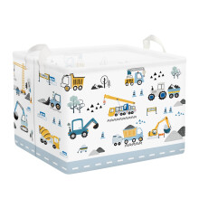 HUUMONSS Cartoon Cars Storage Basket for Parents Organizing Kids Toys Clothes Large Boys Gift Toy Box Bin Laundry Hamper for Bathroom Shower,Crane,36