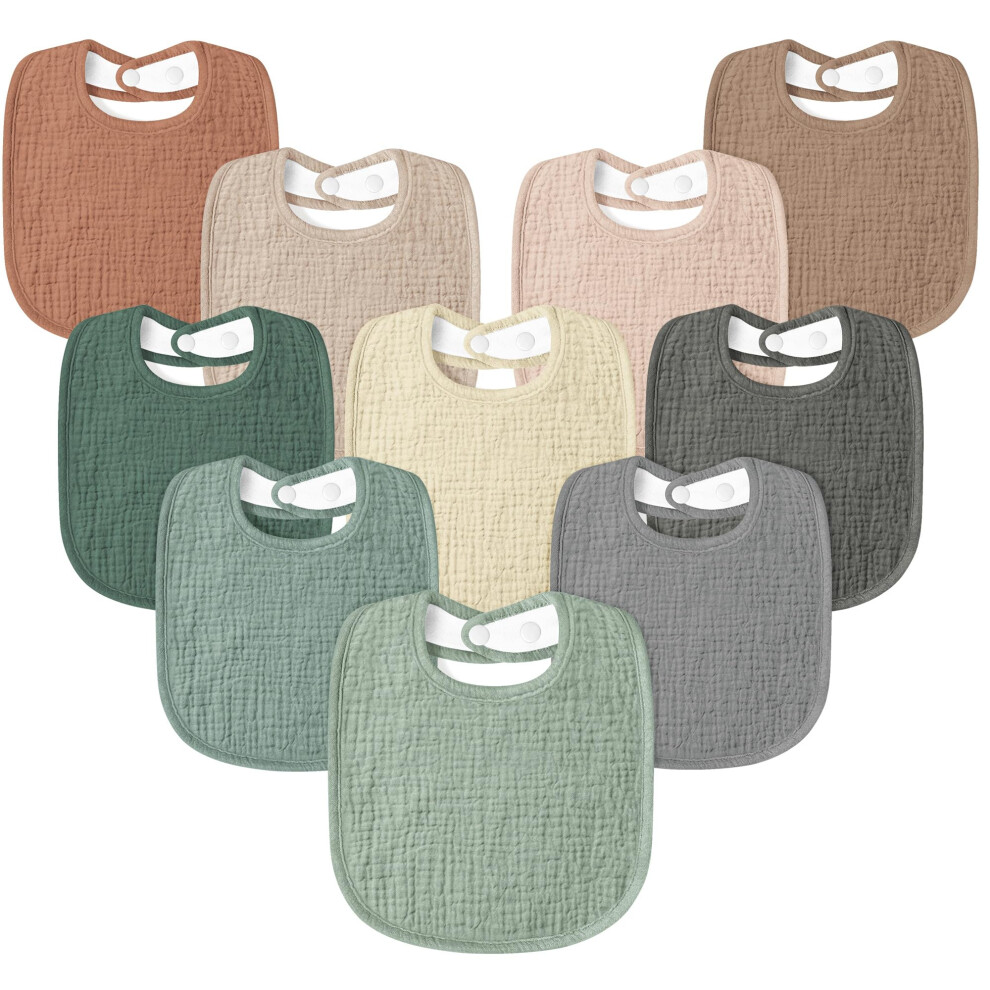 Muslin Baby Bibs 10Pack Soft Square Adjustable Baby Dribble Bandana Bibs Susurration