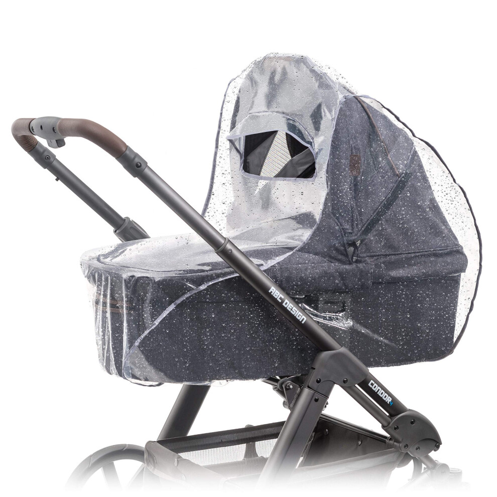 Zamboo Universal Rain Cover For Pram - Waterproof & Windproof Baby Carrycot Raincover With Access Window – Pvc-Free Peva Material - Grey