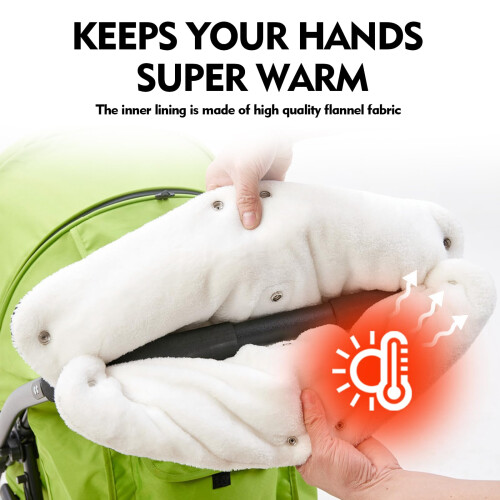 Extra Thick Stroller Hand Muff,Waterproof & Windproof Pram Gloves with Warm Fleece 2