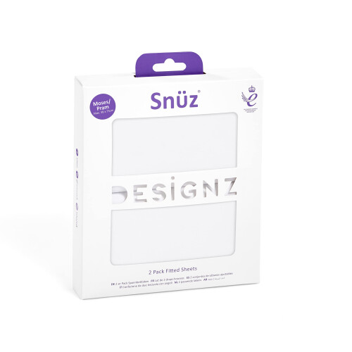 2 Pack Moses Basket/Pram Fitted Sheets 75 x 35cm – White Design – Light, Breathable 2