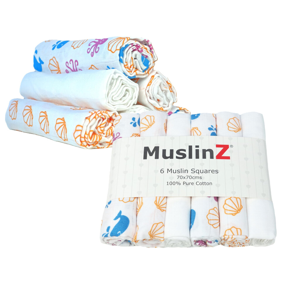 Muslin Cloths For Baby - Baby Burp Cloths - 6 Pack Muslin Squares - Large Muslinz