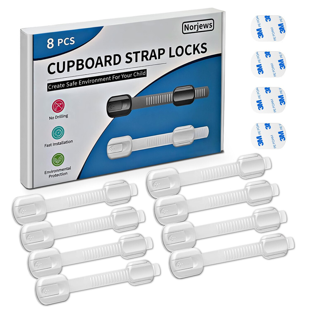 8 Pack Cabinet Locks Baby Proofing, Child Safety Cupboard Locks, Child Norjews