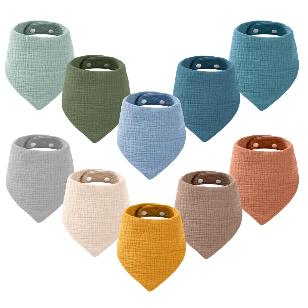 Muslin Baby Bibs 10 Pack Dribble Bandana Bibs 100% Cotton Drool Bib For Yoofoss