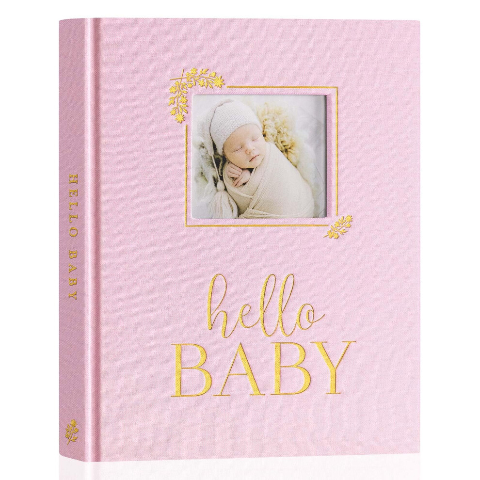 Hello Baby Memory Book, First 5 Year Keepsake With Diy Window, Linen Baby Lanpn