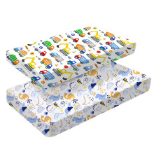 2 Pack Cot Bed Fitted Sheets 140 x 70cm for Girl Boys | Bedding For Cot bed | Easy Care Soft Cotton and Dureable, Unique Car & Dinosaur Pattern Baby
