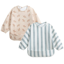 Little Dimsum Bibs with Sleeves-Waterproof Baby Bibs for Baby Led Weaning, Long Sleeved Toddlers Feeding Bib Apron, Food Protection Large Pocket Cove