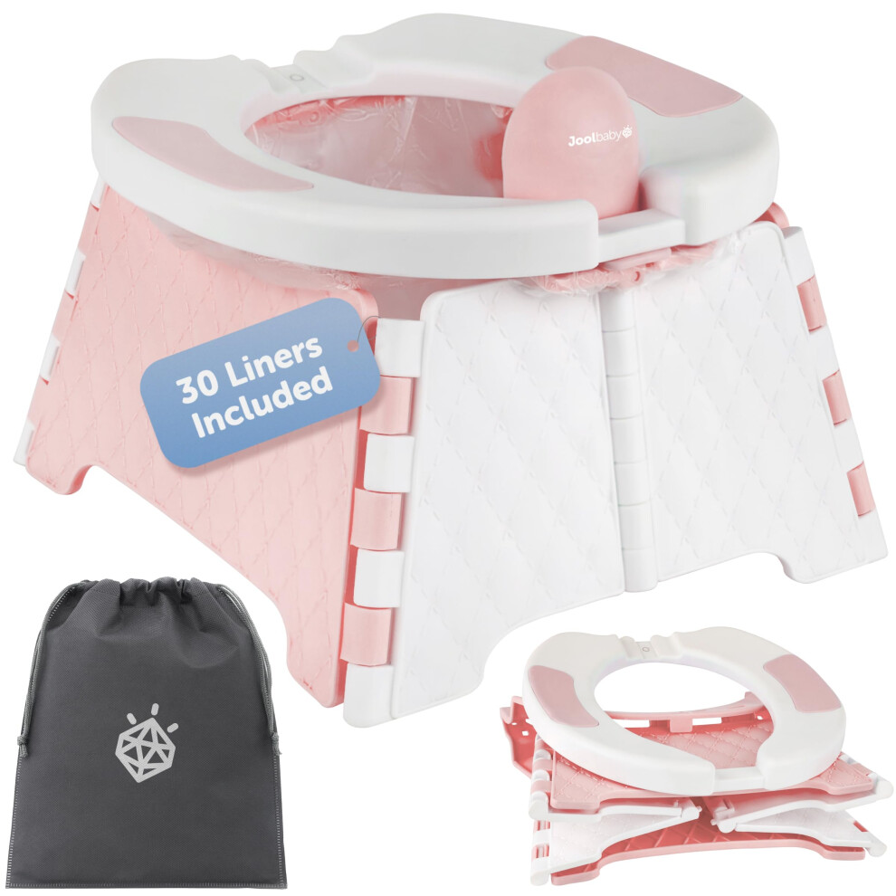 Jool Baby Products Jool Baby Portable Potty Training Chair With Travel Bag And 30 Liners, Foldable, Indoor/Outdoor Use, Camping (Pink)