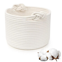 Woven Rope Storage Basket, Toy Storage Basket with Handle, Baby Laundry Basket Small