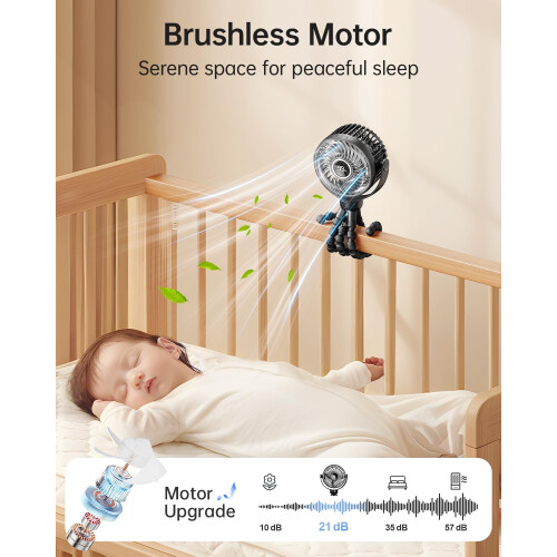 Bearwind Rechargeable Pram Fan - 4-Speed LED Night 2