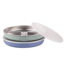 Elk and Friends Kids Stainless Steel Divided Plates with Silicone Sleeves + Lid|