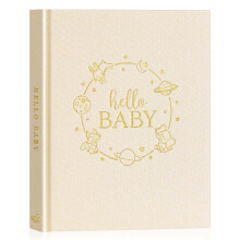 Lanpn Hello Baby Memory Book - Linen Hardcover Keepsake for New Parents - Newborn to