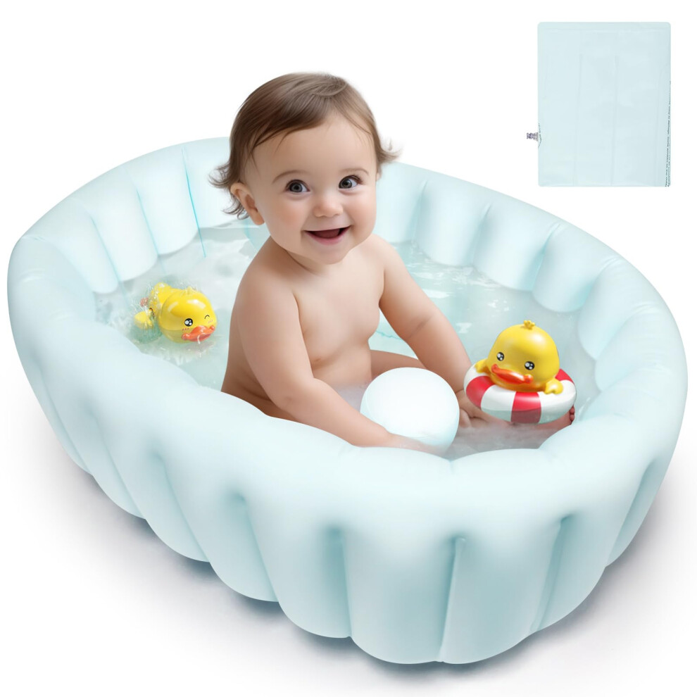 Glenmore Inflatable Toddler Bath - Foldable Baby Bathtub Support For 0-12 Months, Travel Baby