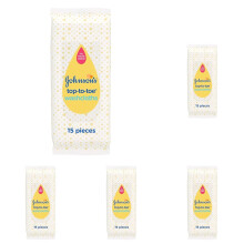 Johnson's Baby Top-To-Toe Washcloths 15 Pieces - Pre-Moistened Washcloths for Sensitive Skin (Pack of 5)