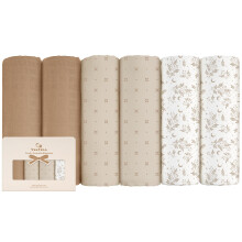 Yoofoss Muslin Cloths for Baby Muslin Squares 6 Pack Large 70 x 70cm Soft and Absorbent Organic Cotton Burp Cloths for Newborn Girls Boys-Coffee