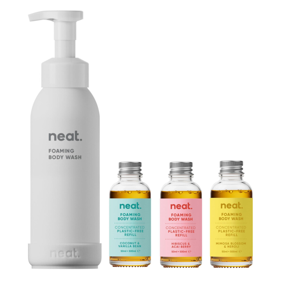 Neat Eco-Friendly Foaming Bodywash (+ 3 Refills), Moisturising Foaming Bodywash – Gentle, Sustainable Body Wash Soap Set For Home