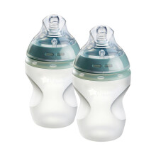Tommee Tippee Natural Start Silicone Baby Bottles for 0m+, 2X 260ml Baby Bottles,