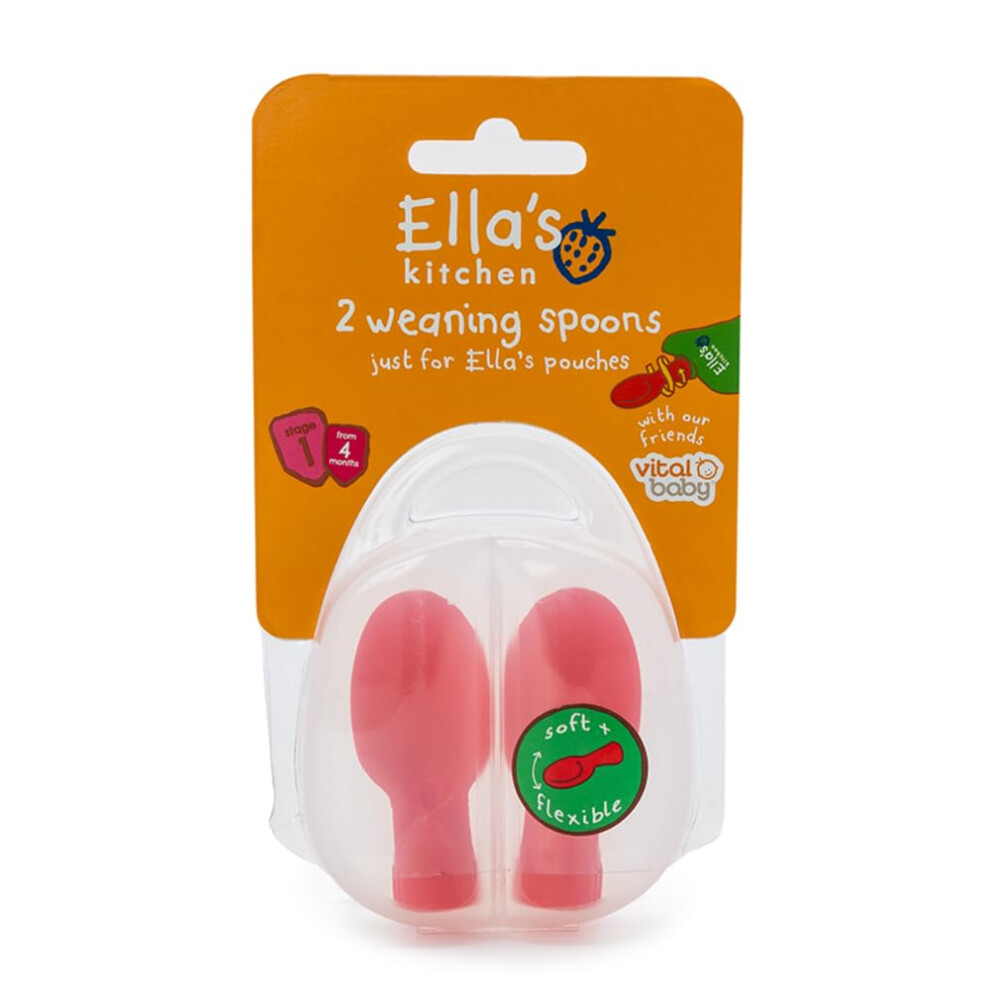 Ella's Kitchen Pouch Spoon Tips - Baby Weaning Spoons - Soft, Gentle And Flexible - Bpa, Phthalate & Latex Free - Hygienic Travel Case Inc Vital Baby
