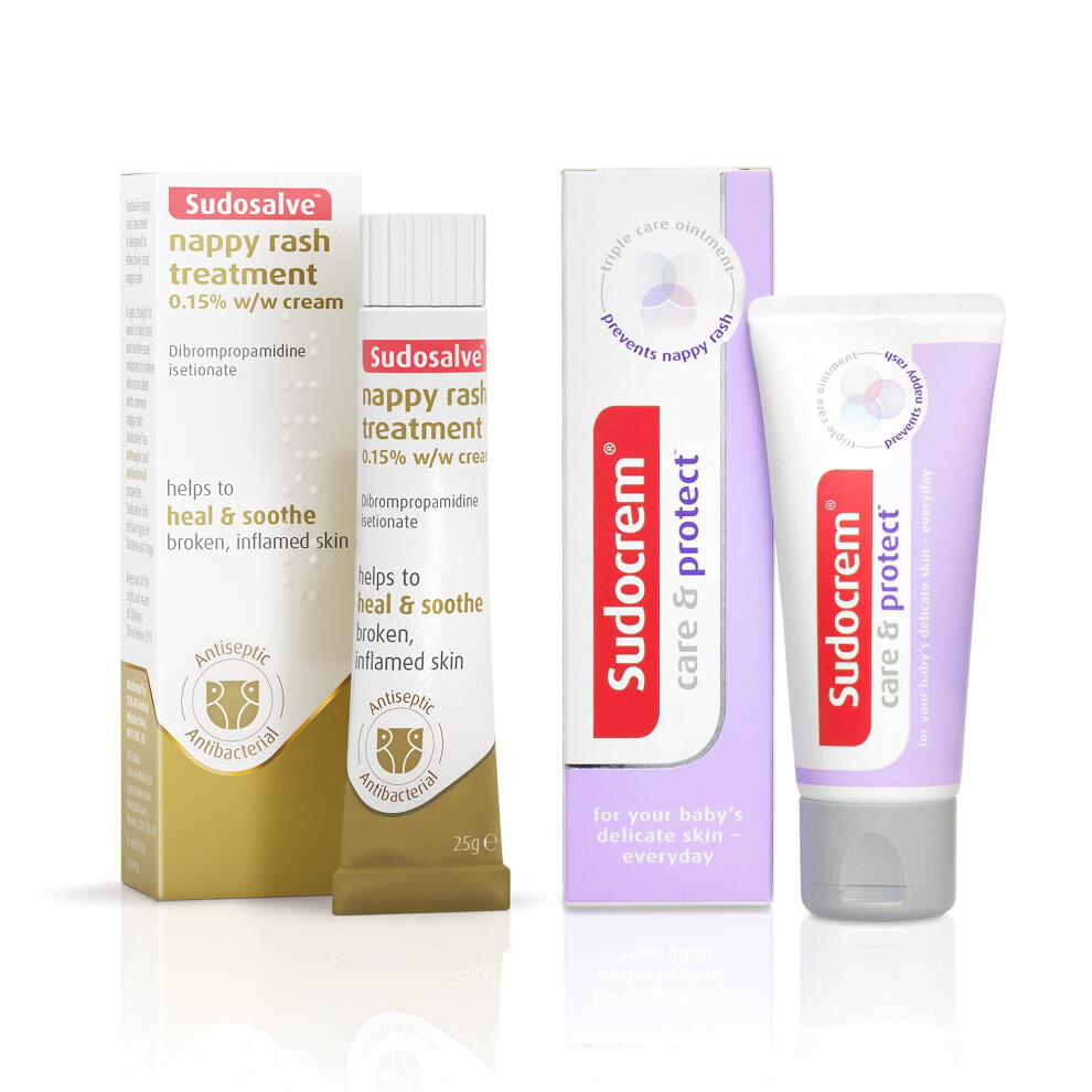 Sudosalve Nappy Rash Bundle | New From | Includes 1X 25G Sudosalve Nappy Rash Treatment And 1X 30G Care & Protect Cream Sudocrem