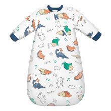 MIKAFEN Baby Sleeping Bag Winter 3.5 tog with removable sleeves, 100% cotton sleeping bag with arms,Green Dinosaurr 88-100cm/24-36 Monate