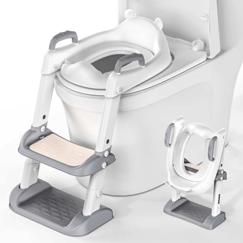Potty Training Seat And Step, Adjustable Toddler Toilet Seat With Soft Cushion Sweetmirth