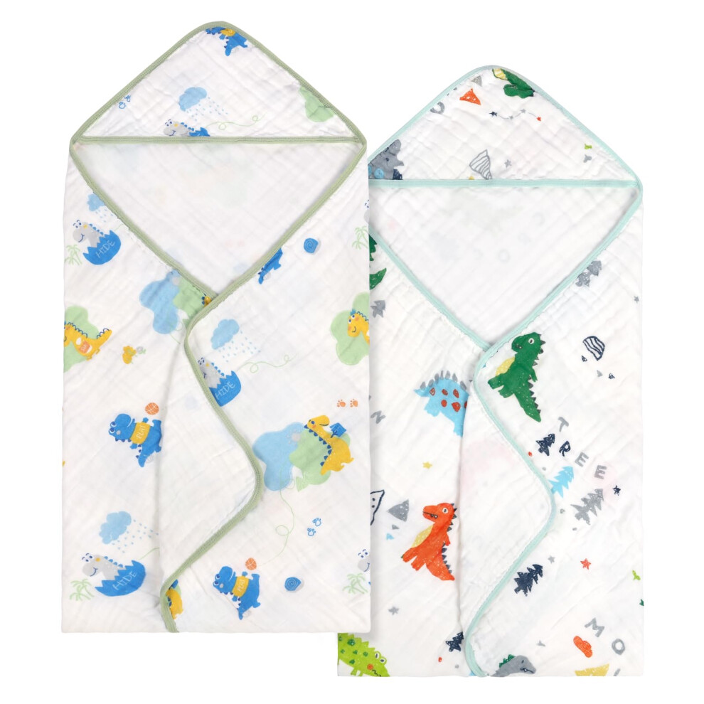 Hooded Baby Towel-2 Pcs Soft Muslin Baby Bath Towel With Hood,100% Cotton Decalsweet