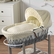For Your Little One Moses Basket Bedding Set – Waffle & Dimple Designs with Hood,