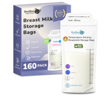 Booboo 160 Pack Breast Milk Storage Bags, Temp-Sensing Breastmilk Storing Bag, Self Standing, No-Leak Milk Freezer Suitable Storage Pouches for Brea
