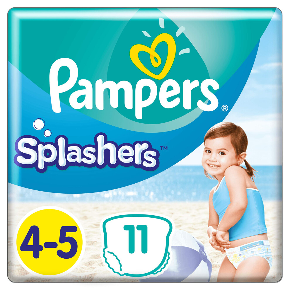 Splashers Disposable Swim Nappies Size 4-5 (9-15 Kg) For Optimal Protection In The Water, 11 Nappies Pampers