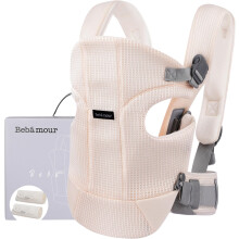 Bebamour Baby Carrier Front and Back Baby Carrier with 2 Shoulder Bibs, Beige