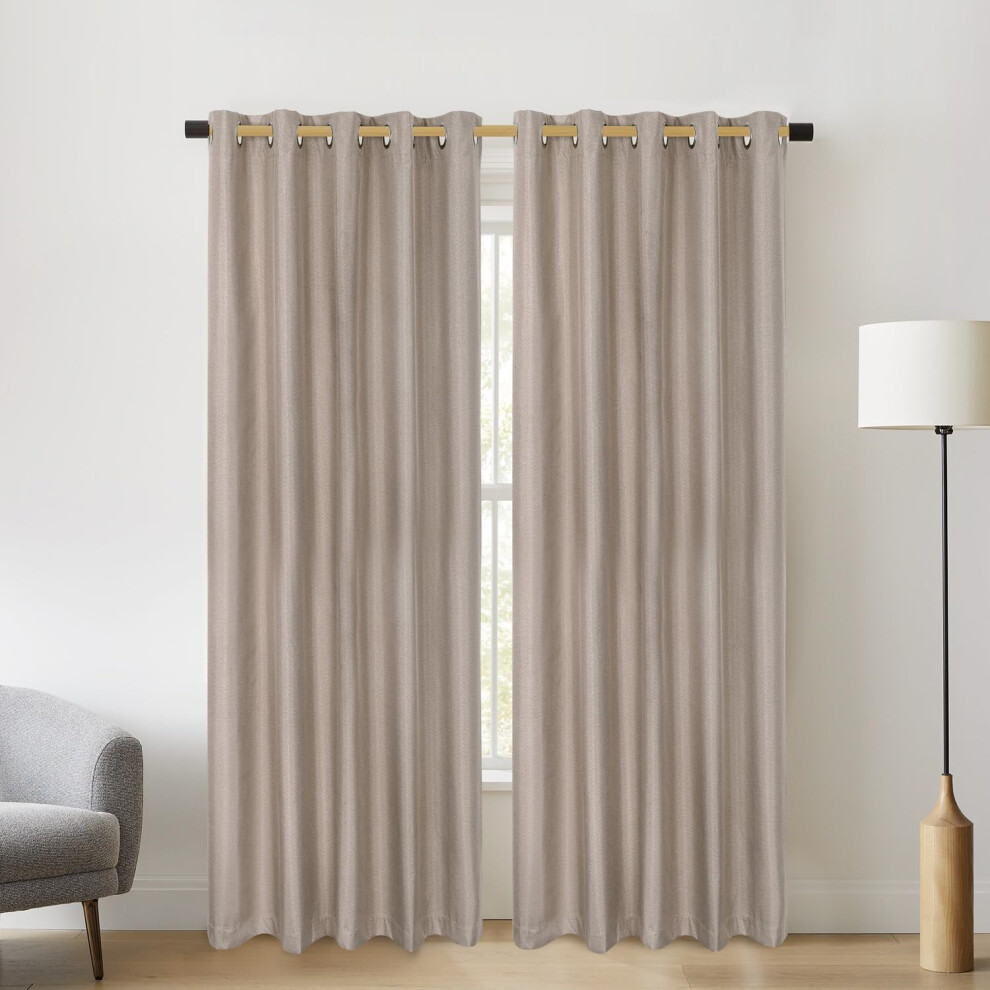 Chlophy Blackout Curtains For Bedroom Linen Taupe Brown Eyelet 6654In Short Nursery