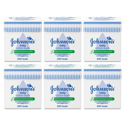 Johnson & Johnson Johnson's Cotton Buds (200 Buds) - Pack of 6