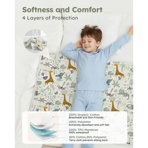 Yoofoss 2 Pack Potty Training Bed Pads,100% Waterproof Bed Wetting Sheets for 2