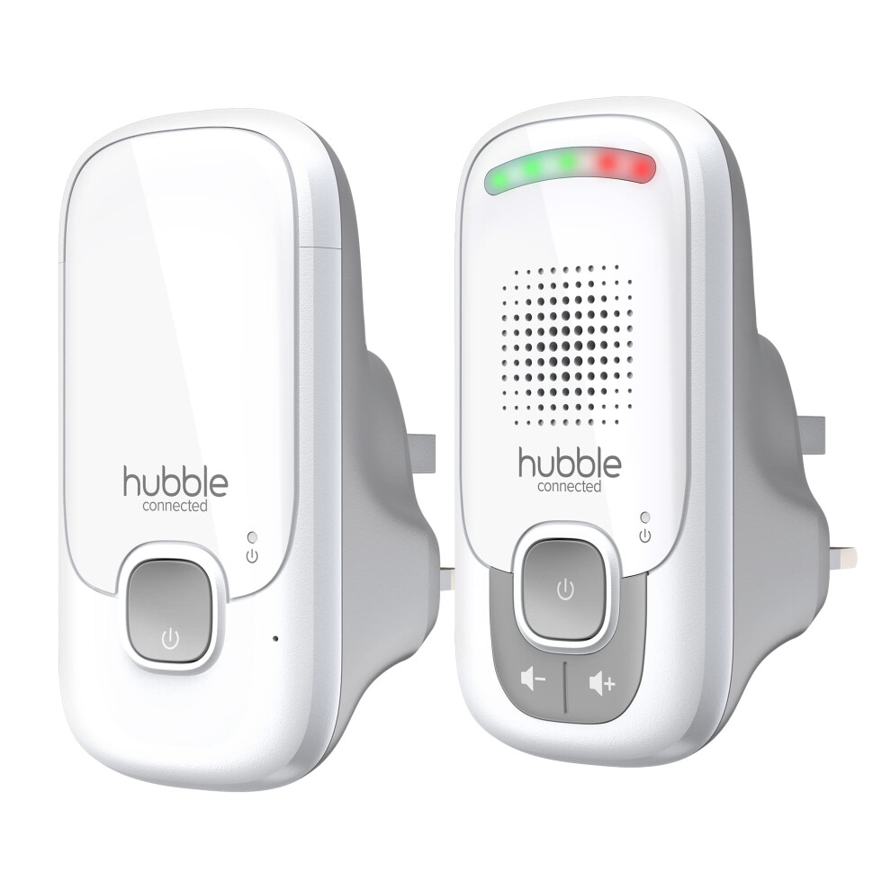 Hubble Listen Audio Baby Monitor With Dect Wireless Connectivity, Up To 50M Range, High Sensitivity Microphone, Visual Sound Level Indicator - White