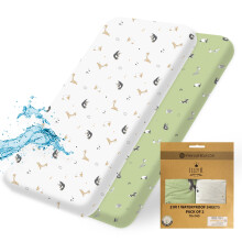 Lilly B. Next To Me Crib Sheets -Organic Cotton Pack of 2 Waterproof Cot Sheets 140
