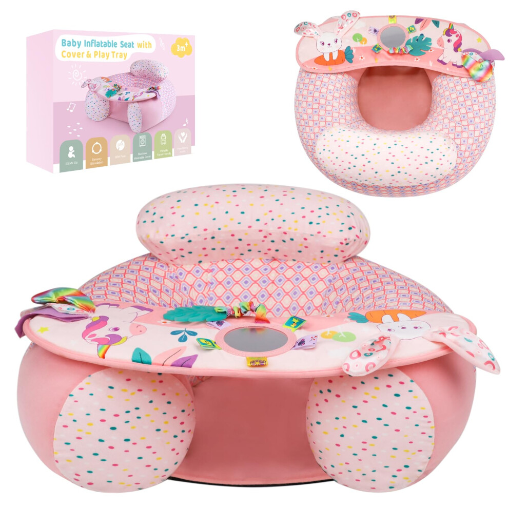 Sit Me Up Baby Seat With Cover, Portable Inflatable Baby Chair With Blublu Park