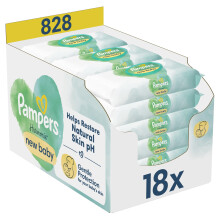 Pampers Harmonie New Baby Wipes Plastic Free 18 Packs of 46 Wipes = 828 Baby Wet