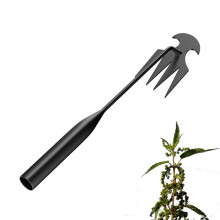 Weed Puller with Sharp FourTine Design, Ergonomic Long Handle Manganese Steel Garden Weeder 11.8in