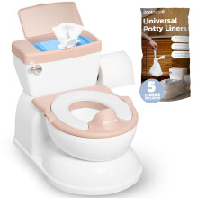 Real Feel Potty with Wipes Storage, Transition Seat & Disposable Liners - Realistic Toilet - Easy to Clean & Assemble - Jool Baby (Pink)