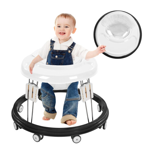 Baby Walker, Foldable Multi-Function Anti-Rollover, 5 Level Height Adjustable, Baby