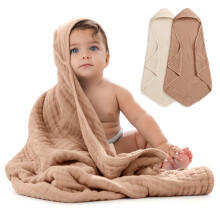 Comfy Cubs Baby Hooded Towel 2-Pack, Large 81cm x 81cm - 6-Layer, Soft, Durable &