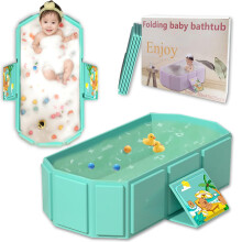Baby Foldable Children's Bathtub, Portable Non-Slip Shower Tray for Kids, Toddler