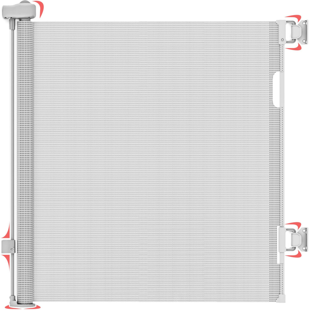 Retractable Stair Gate For Baby & Pet With Secure 2-Step Lock - 180 Cm White Dikots