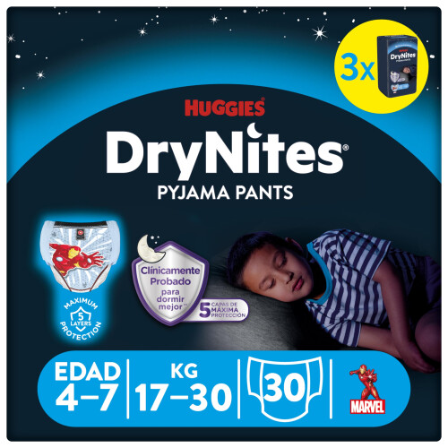 Huggies Huggies 4-7 Years DryNites Pyjama Pants Spiderman 30 per Pack, White